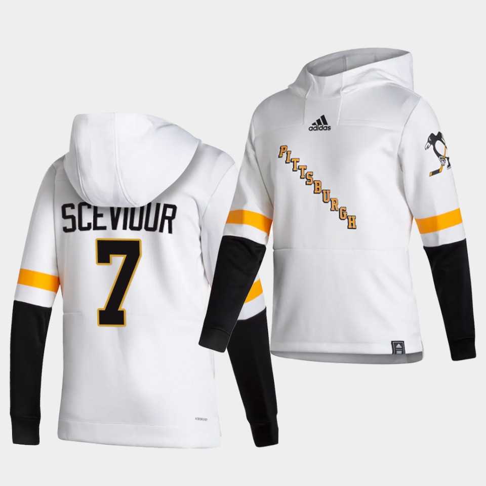 Men Pittsburgh Penguins 7 Sceviour White NHL 2021 Adidas Pullover Hoodie Jersey